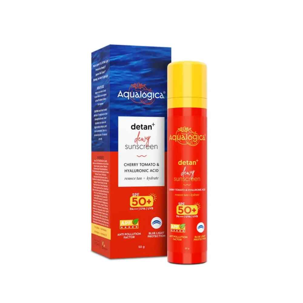 Aqualogica Detan+ Dewy Sunscreen with Cherry Tomato & HA (SPF 50+ PA++++)